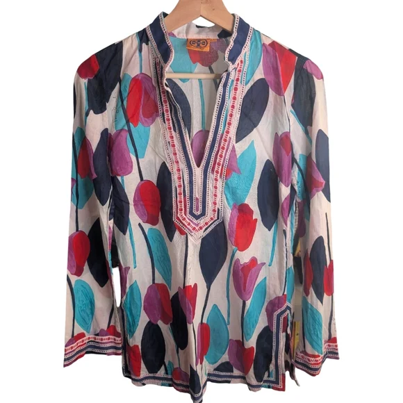 Tory Burch Tulip Print Cotton Tunic Size 0 - Picture 5 of 12